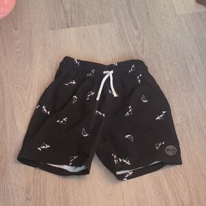 Miles The Label Black Orca Whale Print Swim Shorts